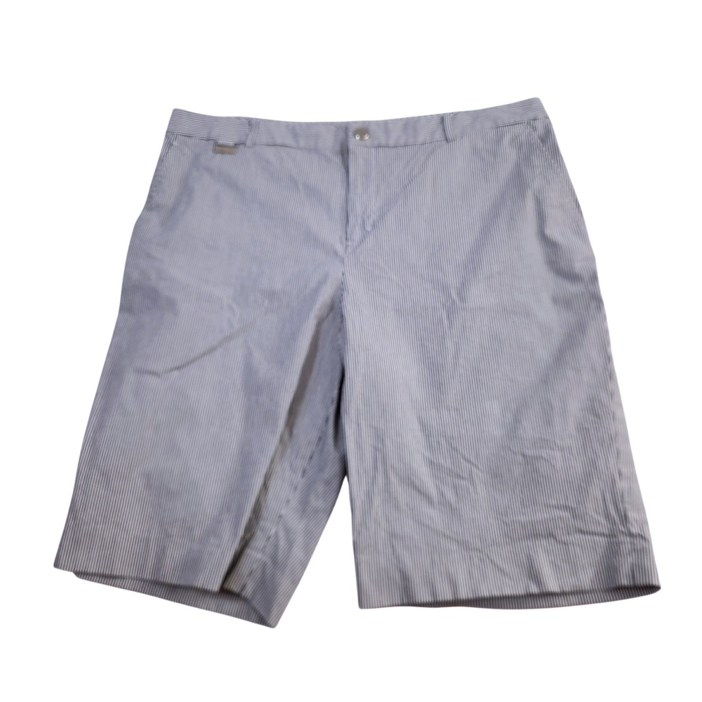 Lauren Active Ralph Lauren Womens Blue‎ White Seersucker Striped Shorts Size 14